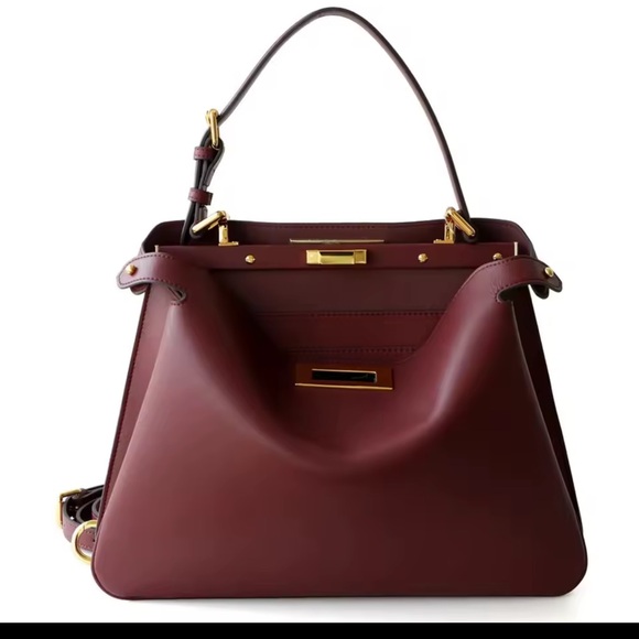 The Unbranded Brand Handbags - Elegant Burgundy peekaboo genuine Leather Handbag NEW